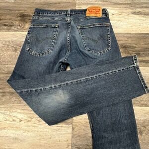 Levis 505 Mid Wash Blue Mens 32x31 Regular Fit Straight‎ Leg Denim Jeans Red Tab